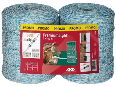 Virvė el.aptvarui balta/mėlyna PremiumLight 2X300 M