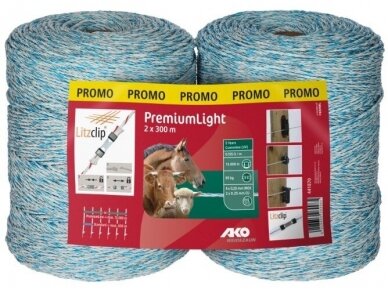 Virvė el.aptvarui balta/mėlyna PremiumLight 2X300 M Virvė el.aptvarui balta/mėlyna PremiumLight 2X300 M